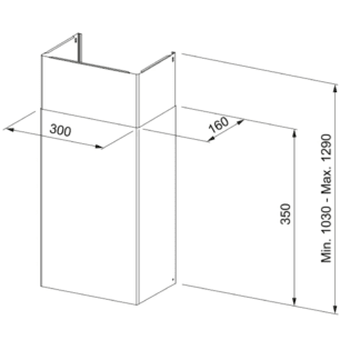 Felső kürtő - hosszabbító Kit 300x160 H990 WH