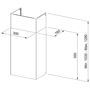 Felső kürtő - hosszabbító Kit 300x160 H990 BK